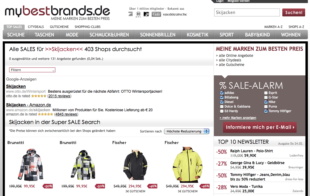 mybestbrands.de | Skijacken Sale